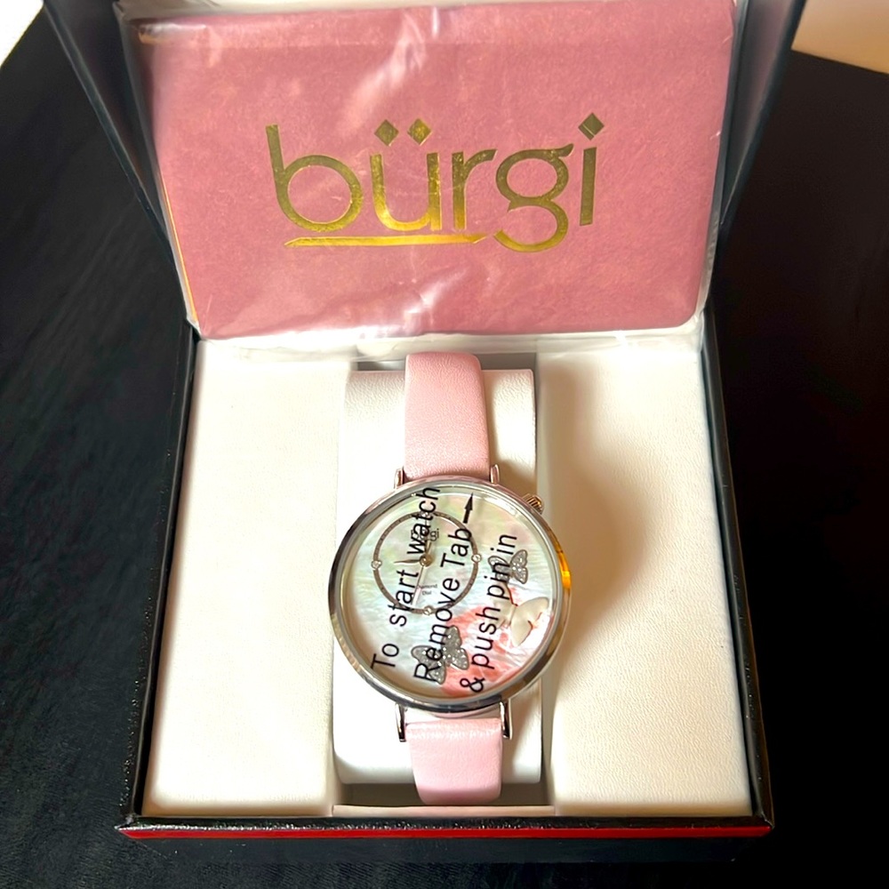 Brand new Burgi watch. Absolutely beautiful (but I don’t wear silver).